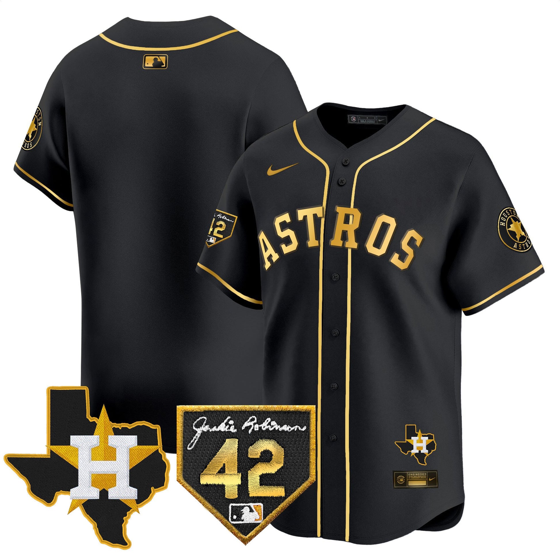 Men's Houston Astros 2024 Robinson & Texas Patch Vapor Premier Limited Jersey - All Stitched