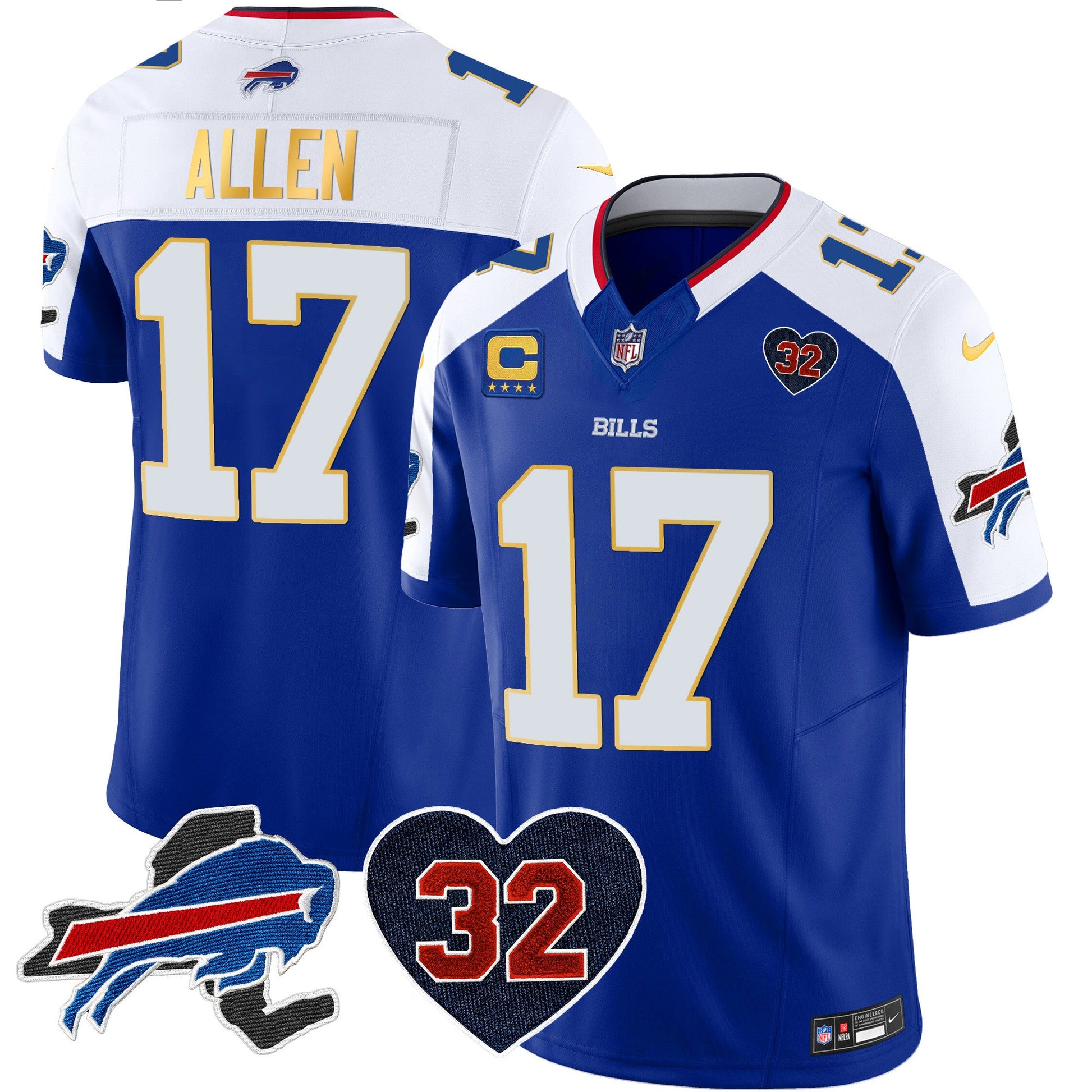 Men's Bills O.J. Simpson Patch Gold Trim Vapor Limited Jersey - All Stitched