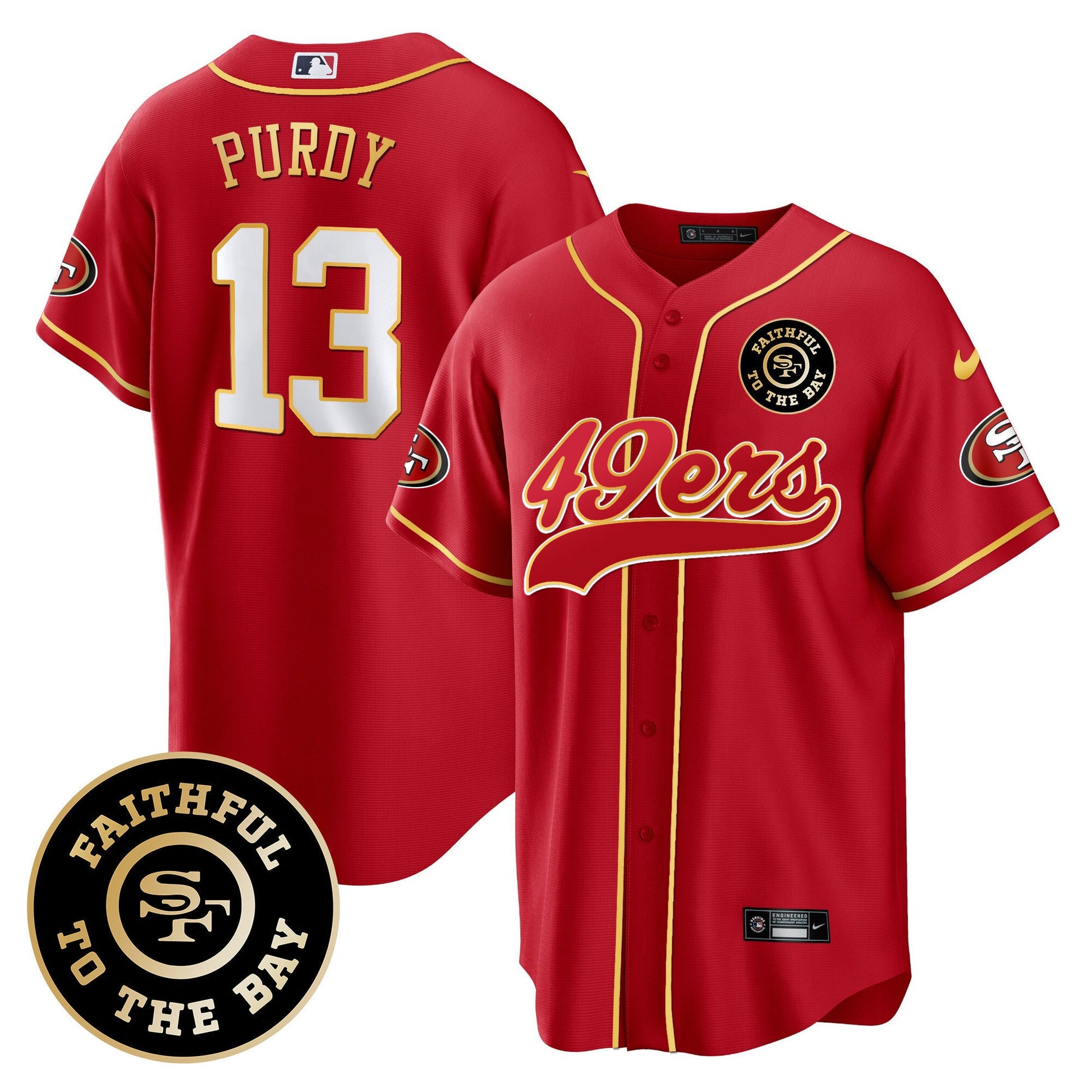 Men's 49ers Faithful To The Bay Patch Baseball Jersey - All Stitched