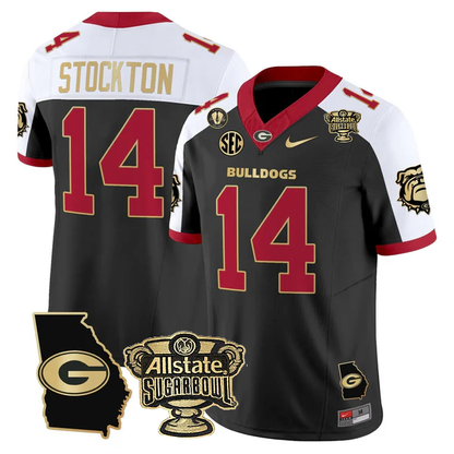 UGA 2025 Sugar Bowl & Georgia Map Patch Vapor Limited Jersey N2 - All Stitched