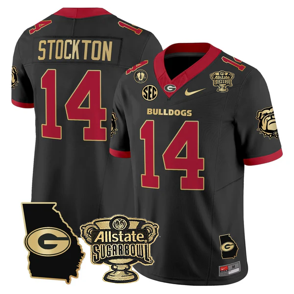 UGA 2025 Sugar Bowl & Georgia Map Patch Vapor Limited Jersey N2 - All Stitched