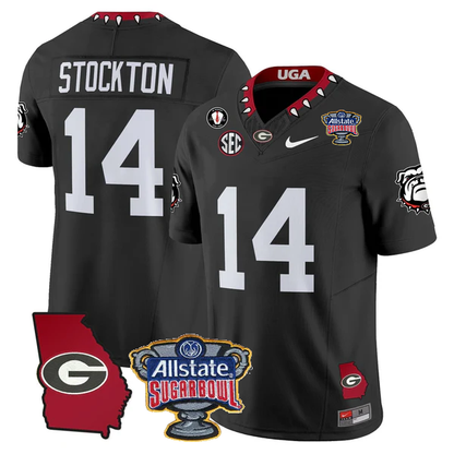 UGA 2025 Sugar Bowl & Georgia Map Patch Vapor Limited Jersey N2 - All Stitched