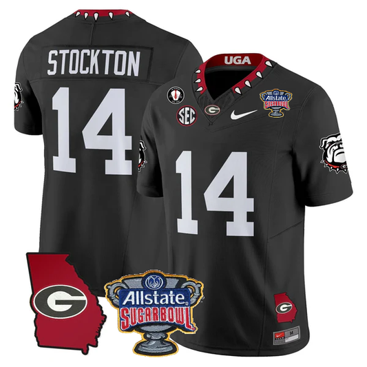 UGA 2025 Sugar Bowl & Georgia Map Patch Vapor Limited Jersey N2 - All Stitched
