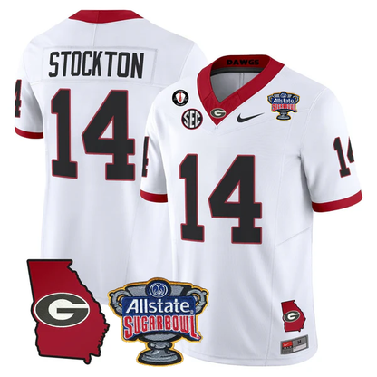 UGA 2025 Sugar Bowl & Georgia Map Patch Vapor Limited Jersey N2 - All Stitched