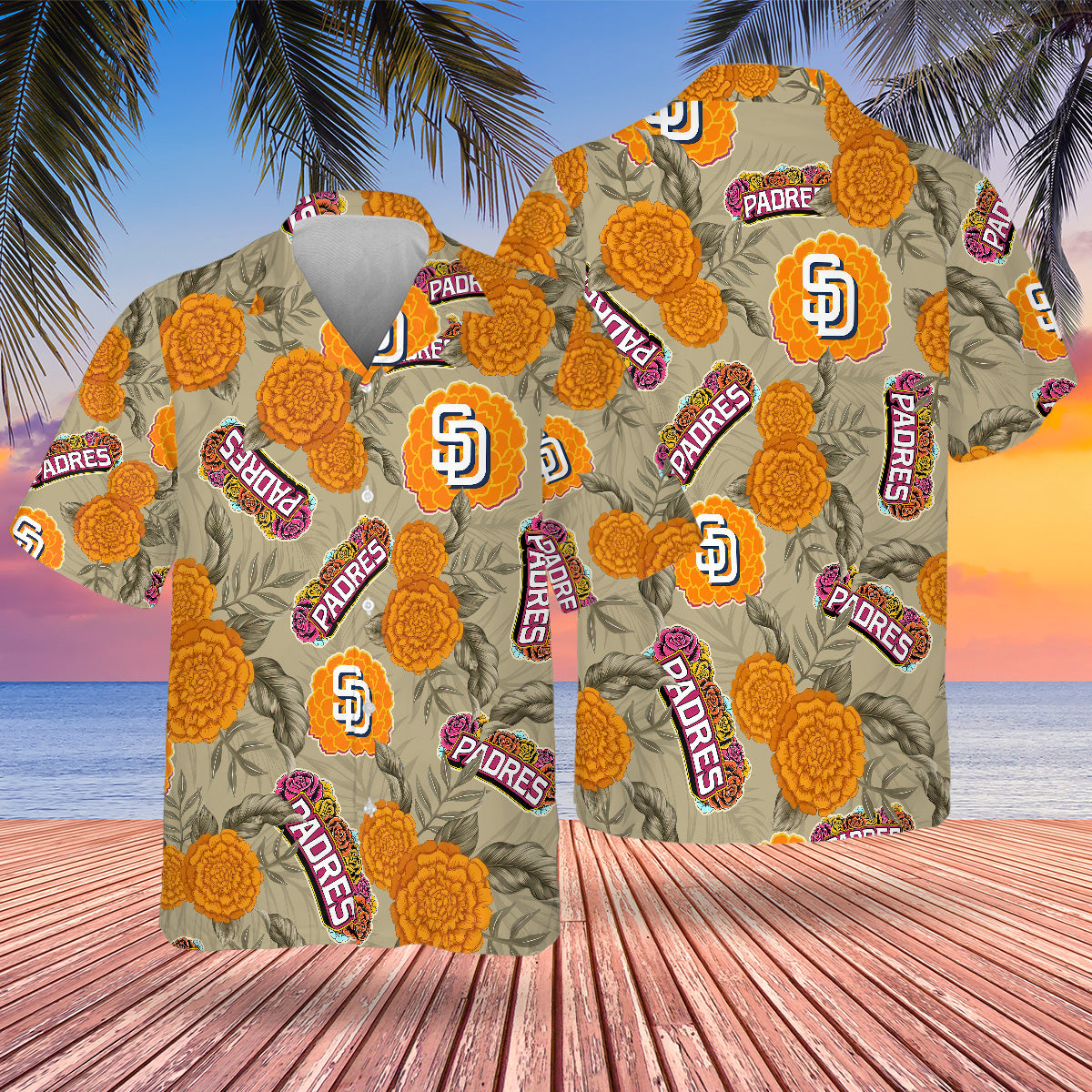 SD City Connect Hawaiian Design Button Shirt