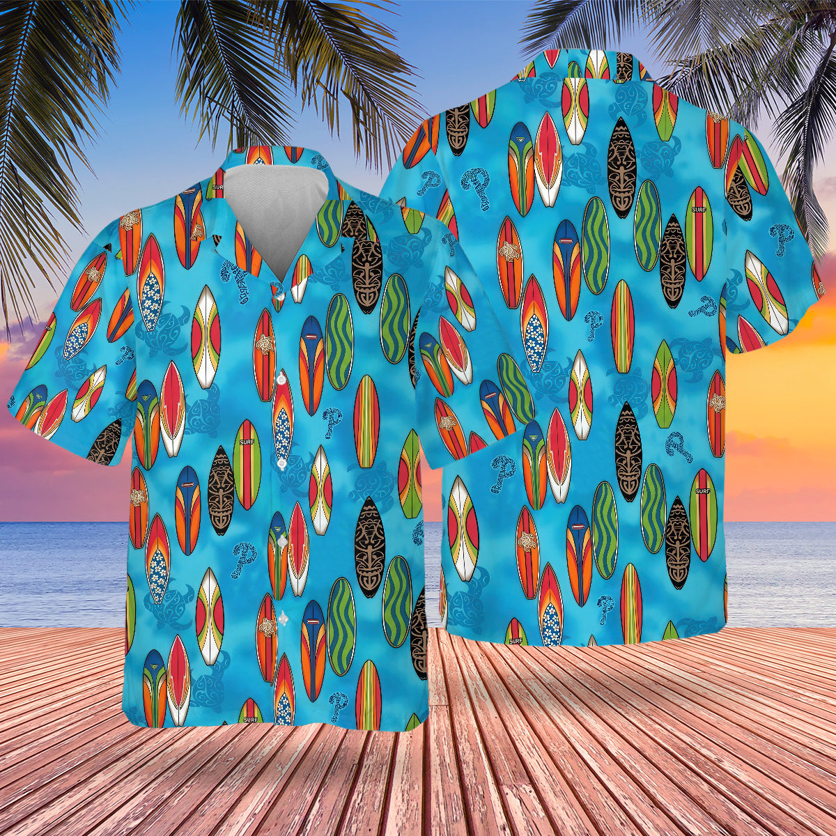 PHI Surfing Hawaiian Design Button Shirt