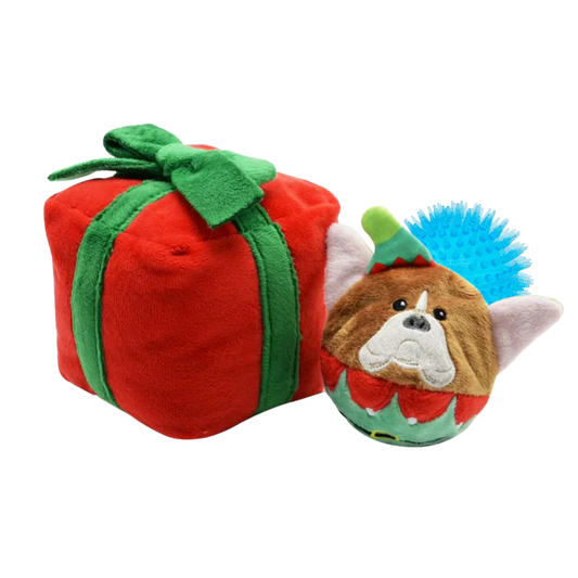 Gift Box - Christmas Present | Rip'n Reveal 3 in 1 Plush Dog Toy-NQD