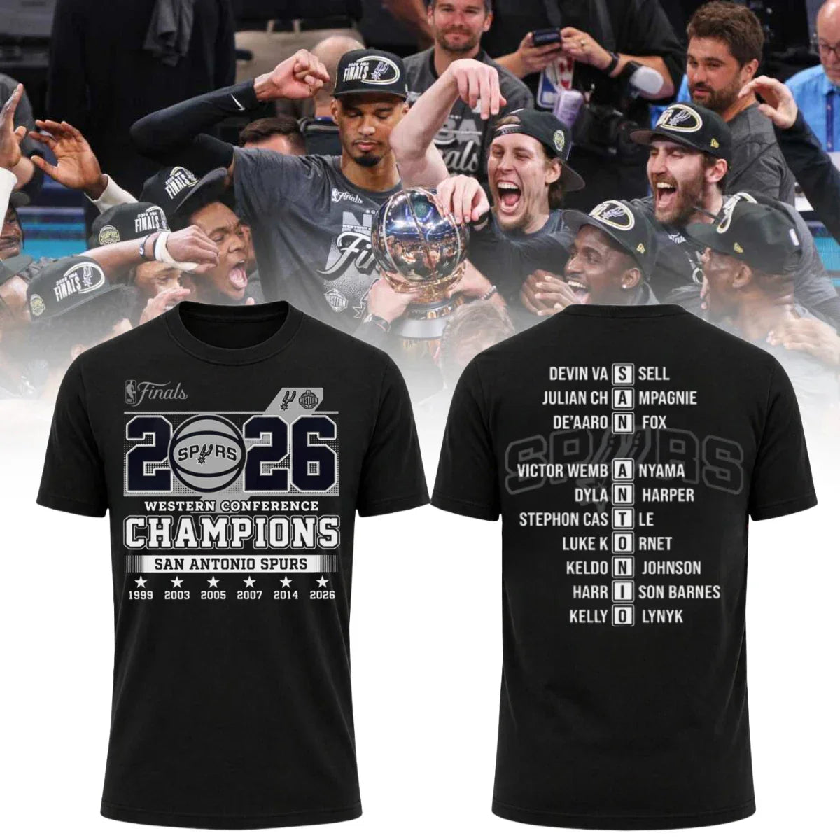 SAS 2026 Western Conference Champions Black Printed T-Shirt-NQD
