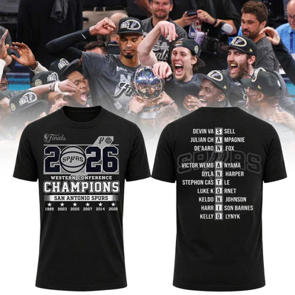 SAS 2026 Western Conference Champions Black Printed T-Shirt-NQD