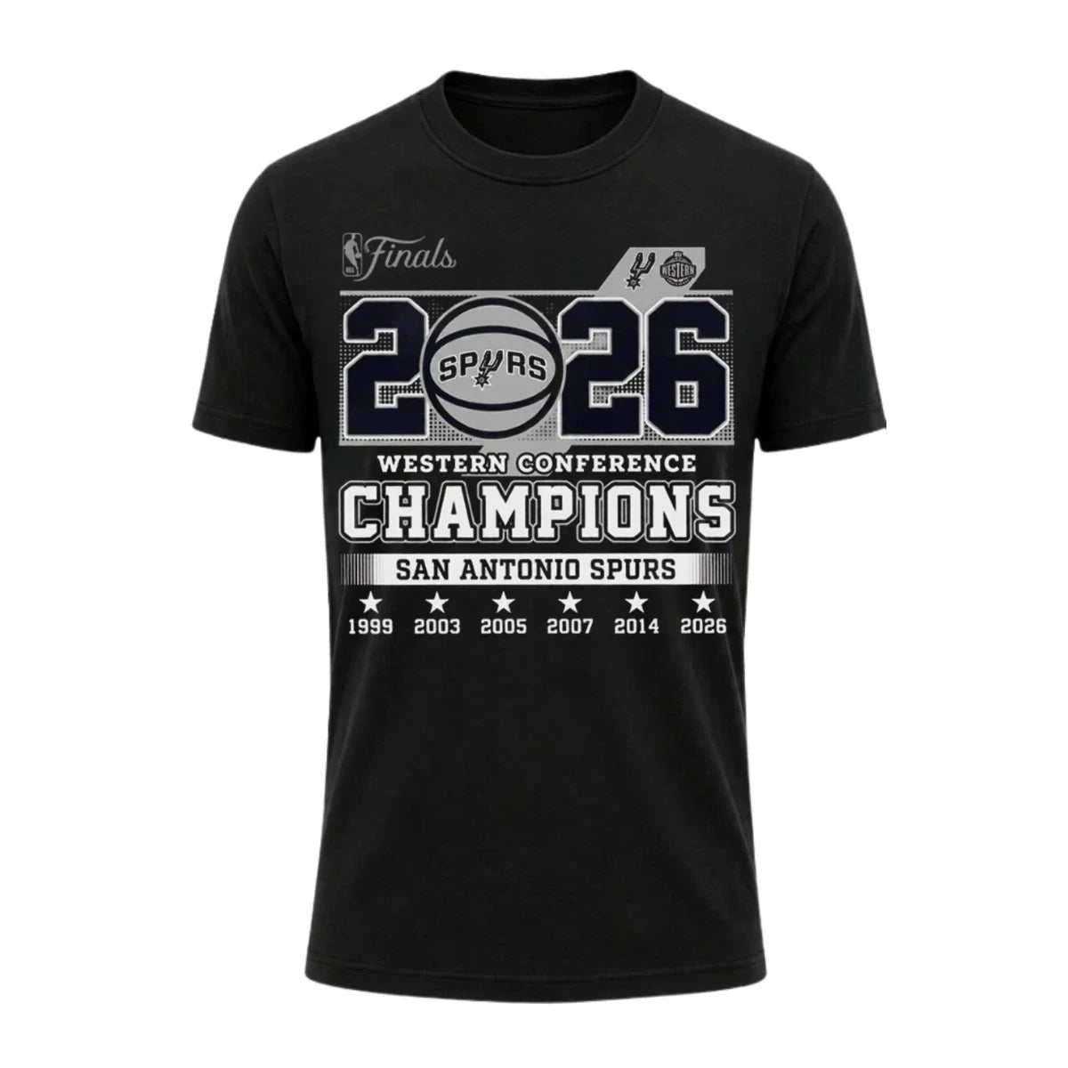 SAS 2026 Western Conference Champions Black Printed T-Shirt-NQD