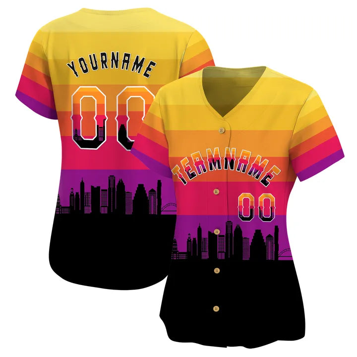 CUSTOM 3D AUSTIN CITY NIGHT PATTERN BASEBALL JERSEY - PRINTED-NQD