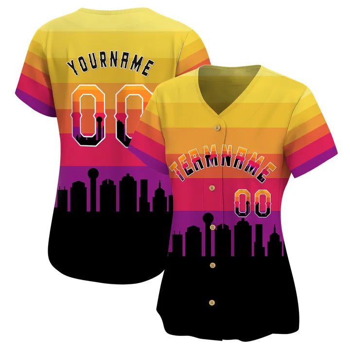 CUSTOM 3D DALLAS CITY NIGHT PATTERN BASEBALL JERSEY - PRINTED-NQD