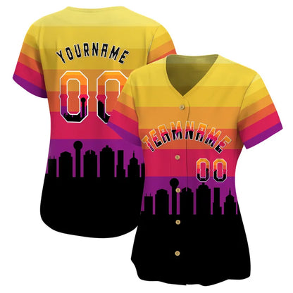 CUSTOM 3D DALLAS CITY NIGHT PATTERN BASEBALL JERSEY - PRINTED-NQD