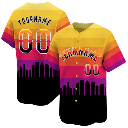 CUSTOM 3D HOUSTON TEXAS CITY NIGHT PATTERN BASEBALL JERSEY - PRINTED-NQD