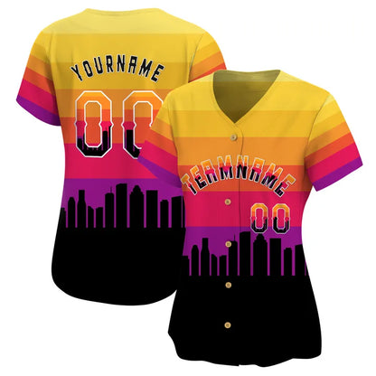 CUSTOM 3D HOUSTON TEXAS CITY NIGHT PATTERN BASEBALL JERSEY - PRINTED-NQD